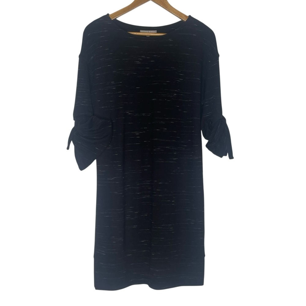 Oliver Bonas Sweatshirt Dress Black Wht British Office Casual Soft Comfy Size 8